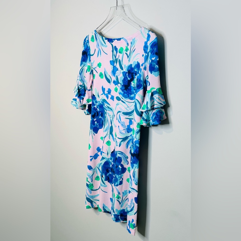Lilly Pulitzer Lula Pink Tropics Sweet Pea Floral Print Ruffle Sleeve Dress Sz S - Picture 7 of 14